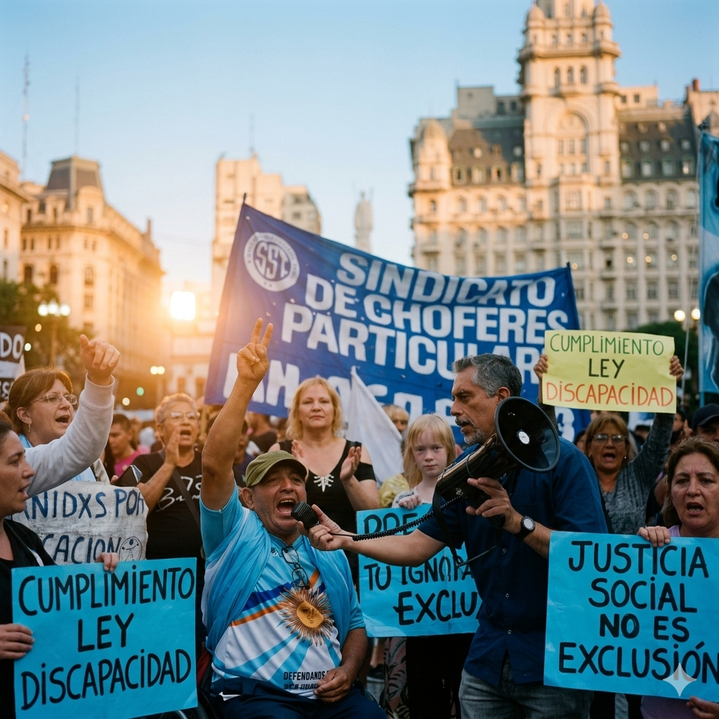 Tension e Incidentes en Plaza de Mayo, por una marcha de discapacidad.