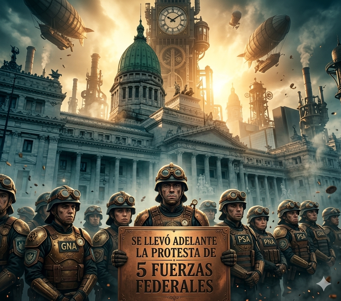 Cinco Fuerzas Federales llevaron adelante una protesta historica.