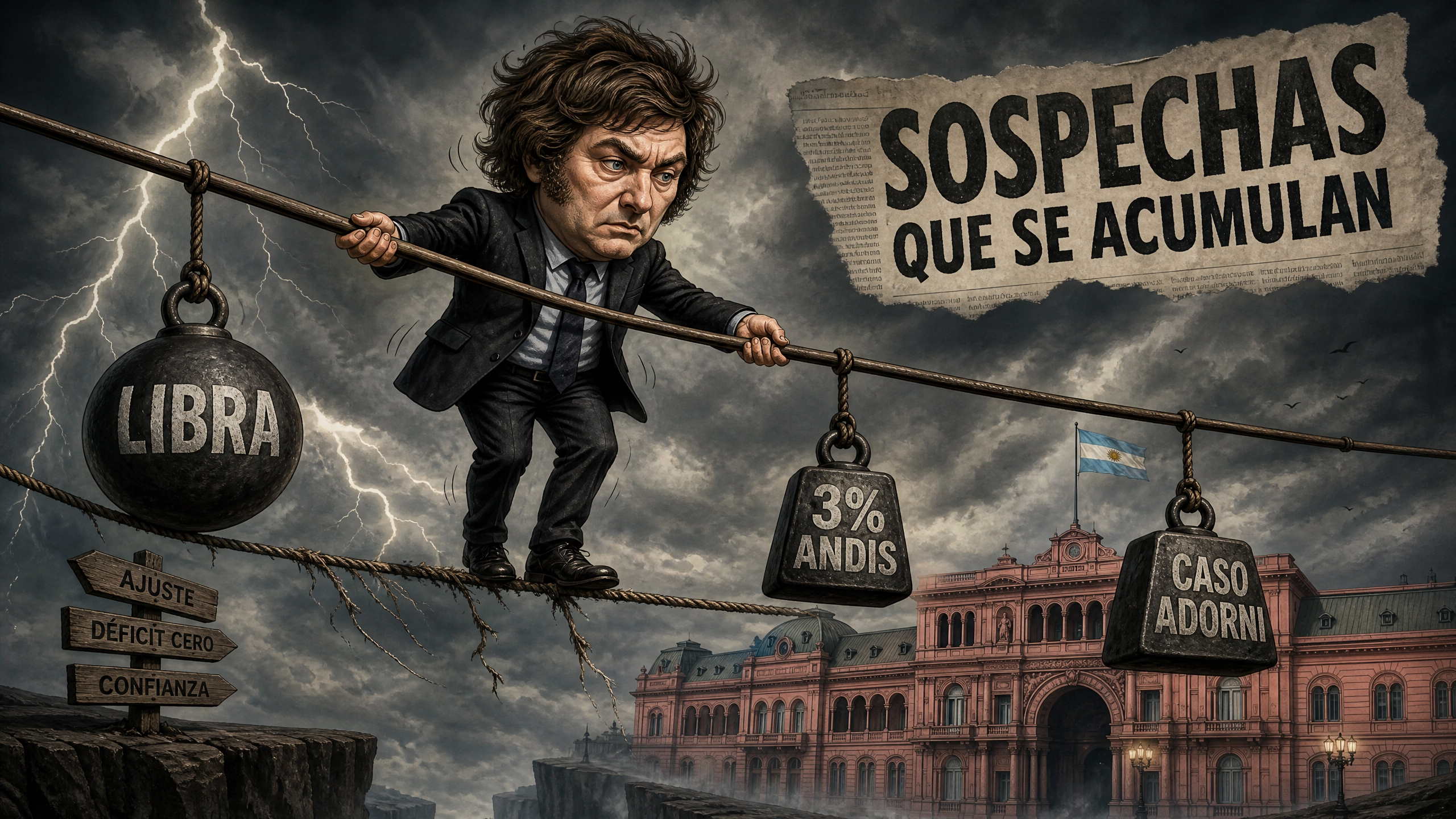 SOSPECHAS QUE SE ACUMULAN: “LIBRA”, EL 3% DE ANDIS, CASO ADORNI… EL GOBIERNO DE JAVIER MILEI EN LA CUERDA FLOJA