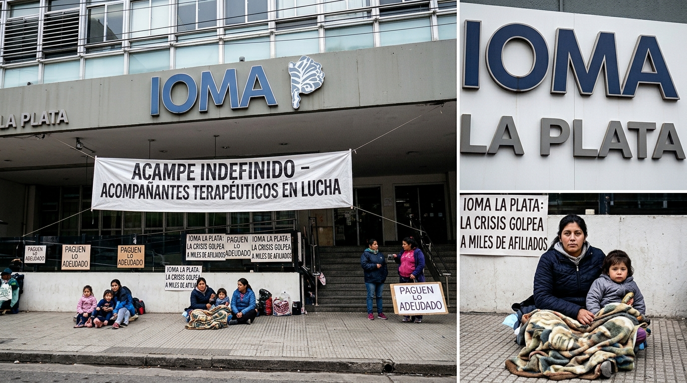 Acampe en IOMA: la protesta de los acompañantes terapéuticos expone una crisis que golpea a miles de afiliados