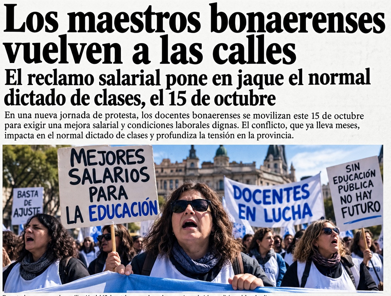 Paro docente nacional, y los maestros bonaerenses se suman, vuelven a las calles. El reclamo salarial pone en jaque el normal dictado de clases